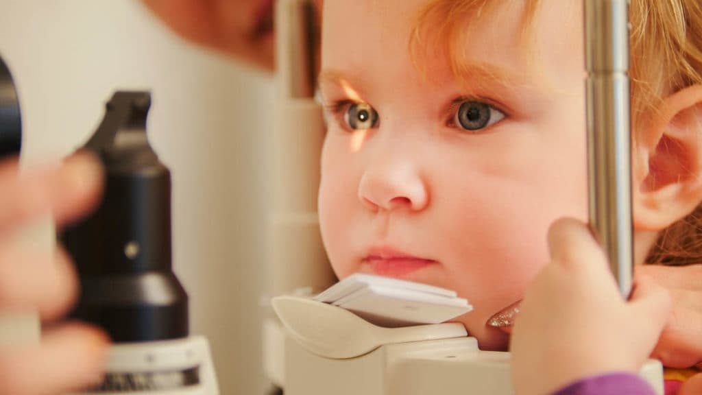 close up of girl having an eye test