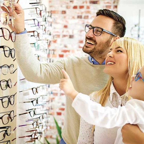 Family in optics store